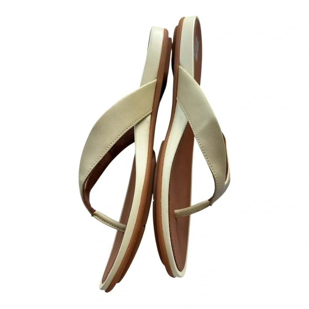 FitFlop Women's Pale Yellow Gracie Leather FLIP-Flops Sz 11